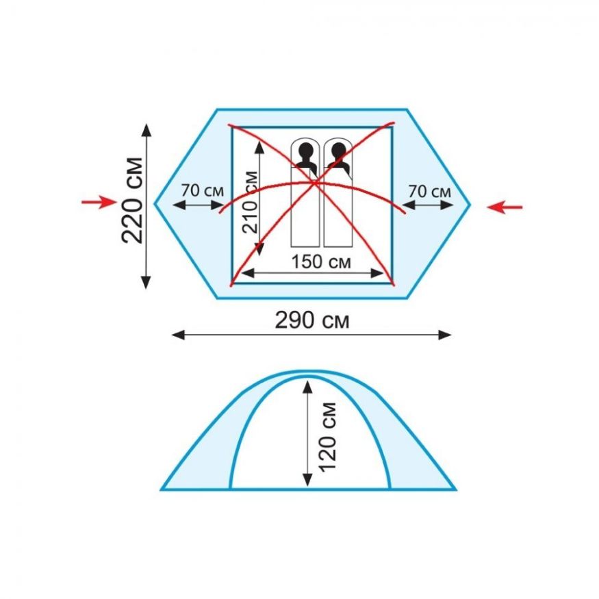 Палатка Tramp Peak 2 v2, серый