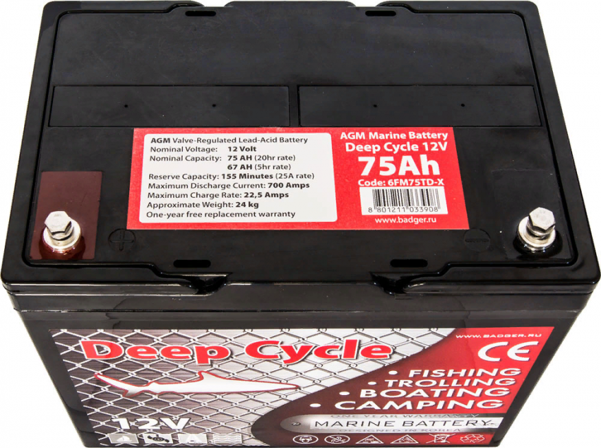Аккумулятор Marine Deep Cycle AGM 75Ah 12V, 6FM75TD-X