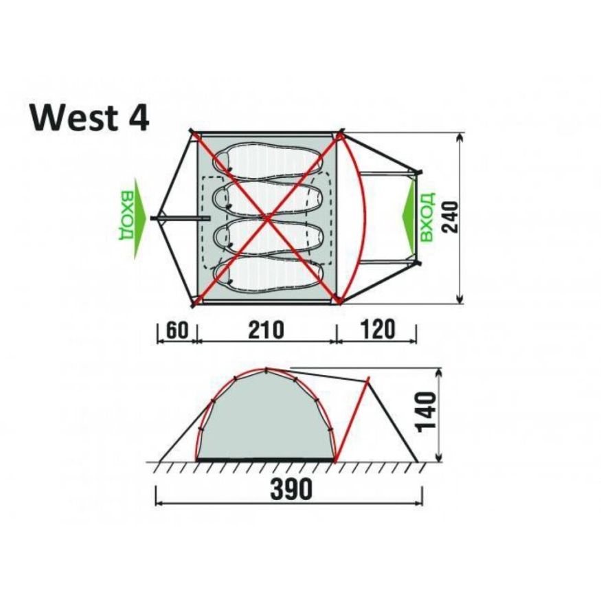 Палатка GreenLand West 4